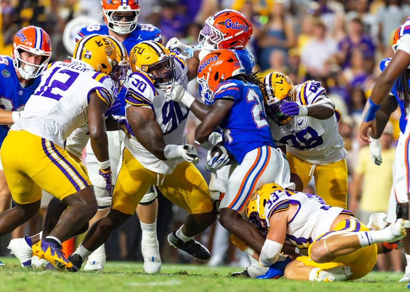 Jacobian Guillory 90, LSU Tigers take on the Florida Gators. Sept 13, 2025; Baton Rouge, Louisiana, USA; at Tiger Stadium.