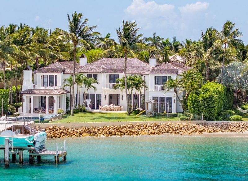 Just sold for $55.15 million, an estate built in 2018 at 1610 N. Ocean Blvd. faces the inlet at the northern tip of Palm Beach.