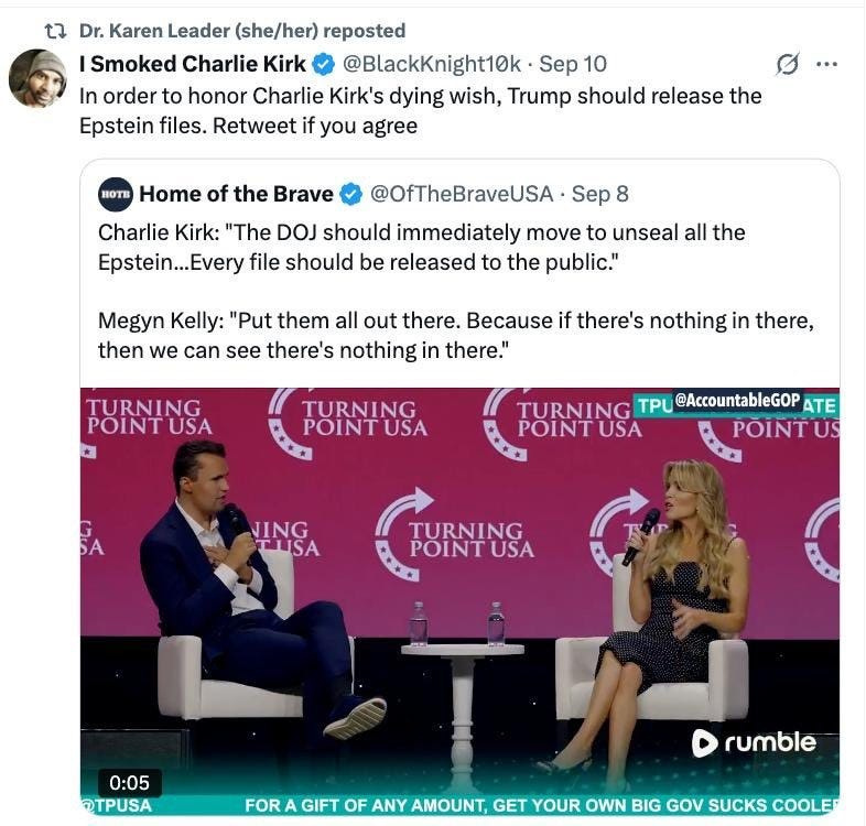 Screenshot of a now-deleted X post by FAU professor Karen Leader, which was removed after she realized the username could create confusion about her views.