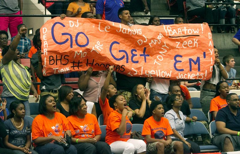 Bartow High School fans show their support during a state championship game against Oviedo in Lakeland.
