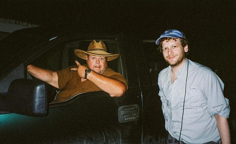 Behind the scenes photo from "The Python Hunt," (2025) with Toby Benoit, left, and filmmaker Xander Robin. The film is being shown at the Tallahassee Film Festival on Sept. 27, 2025.
