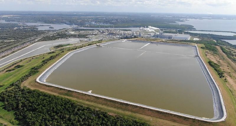 A courtesy image of the Mosaic Company's phosphogypsum stack in Riverview. The Florida Department of Environmental Protection recently approved permits that allow the company to study whether disposal of wastewater deep underground is viable.