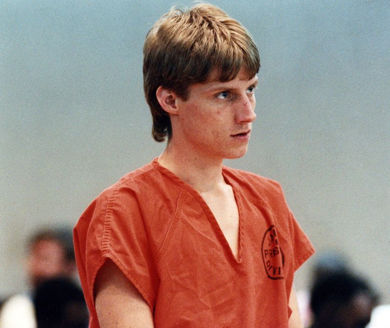 In April 1994, Chad Heins stands before a judge as a defendant in the stabbing death of his sister-in-law Tina Heins in her Mayport apartment.