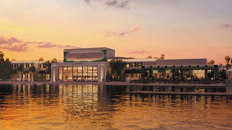 A sign identifying Glazer Hall will be installed on the west side of the cultural arts center, as shown in this rendering.