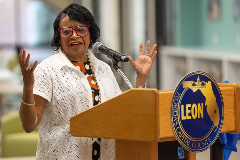 County Commissioner Carolyn Cummings speaks at the ribbon cutting ceremony held for the grand reopening of the second floor at the LeRoy Collins Leon County Public Library on Friday, Sept. 26, 2025.