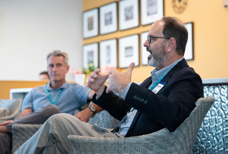 Lisa Nellessen Savage, Christian Wagley and Will Dunaway speak on the topic of CivicCon: Raising Pensacola's Civic IQ during CivicCon’s Civic Leader Summit at Blue Wahoos Stadium in downtown Pensacola on Sept. 25, 2025.