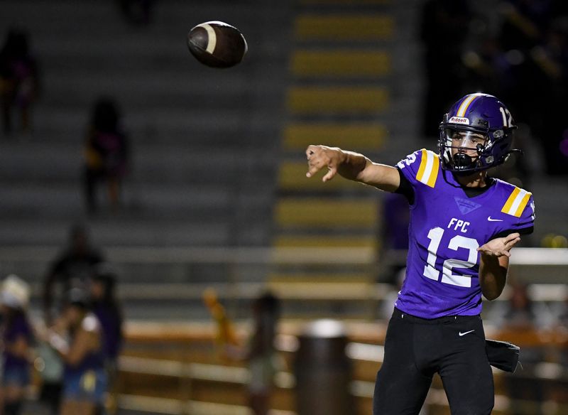 Fort Pierce Central's Drew LaPlante (12) throws the ball against Vero Beach in a high school football game, Sept. 26, 2025, at Lawnwood Stadium in Fort Pierce.