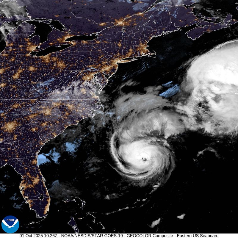 Satellite view of Hurricane Imelda 6 a.m. Oct. 1, 2025.