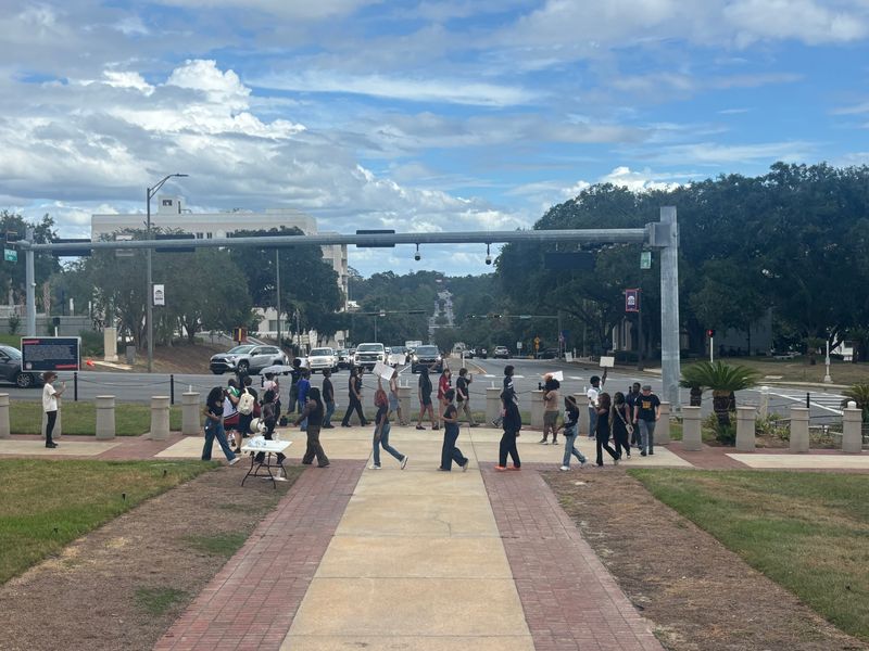 FAMU students marching at protest on Oct. 4, 2025.