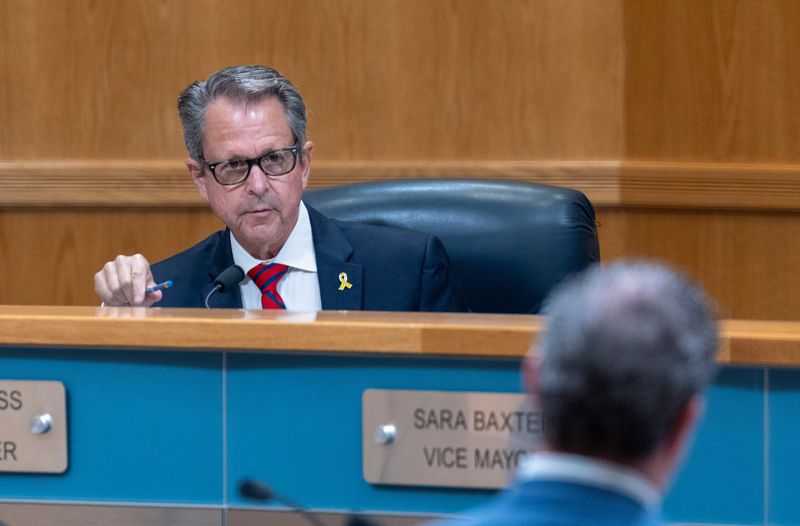 Commissioner Gregg K. Weiss listens to staff about annexations in Boynton Beach during a Palm Beach County Commission meeting on September 30, 2025, in West Palm Beach, Florida.