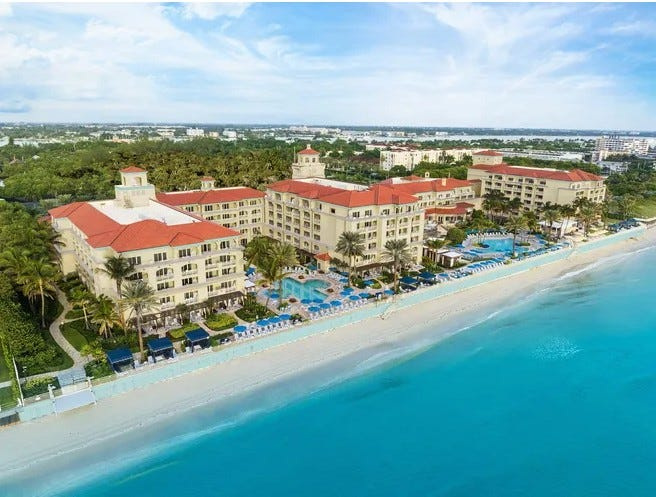 Eau Palm Beach Resort in Manalapan is described as “whimsical” and “playful” with features a staff that treats every guest like a VIP, Condé Nast Traveler notes.