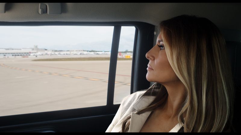 In this first-look image from the documentary "Melania," First Lady Melania Trump looks out the window toward what appears to be Palm Beach International Airport. The film will be released in theaters on Jan. 30.