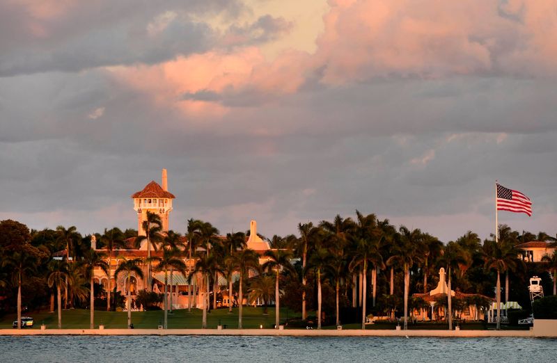 Light from the sunset hits President Donald Trump's Mar-a-Lago Club in Palm Beach on Oct. 14.