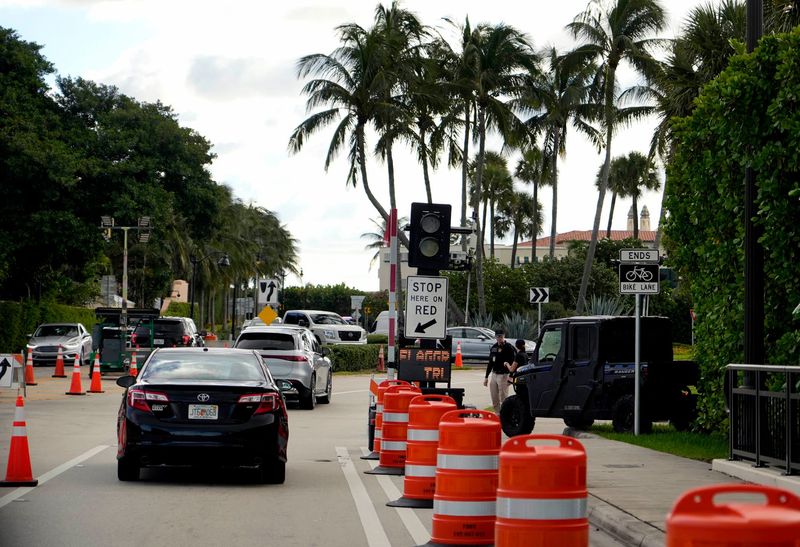 Traffic backs up near the Southern Boulevard traffic circle at South Ocean Boulevard near Mar-a-Lago on Oct. 15. South Ocean Boulevard will close next to President Donald Trump's home beginning at 5 a.m. Oct. 31 until further notice, Palm Beach officials said.