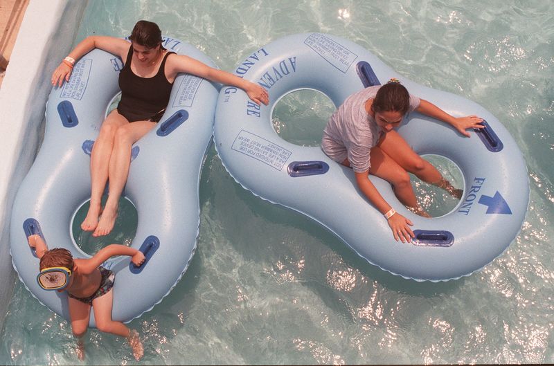 July 27, 1998: Rafters drift along at Adventure Landing in Jacksonville Beach.
