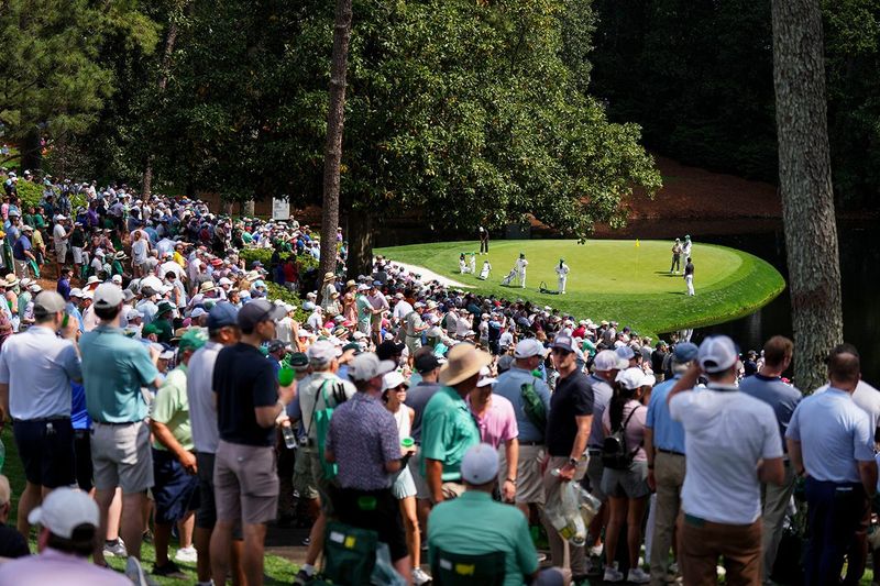 Augusta National Golf Club's Par 3 Course is packed with spectators for the Par 3 Contest in the lead-up to the 2023 Masters.