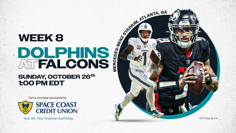 The Miami Dolphins face the Atlanta Falcons at Mercedes-Benz Stadium in Week 8.