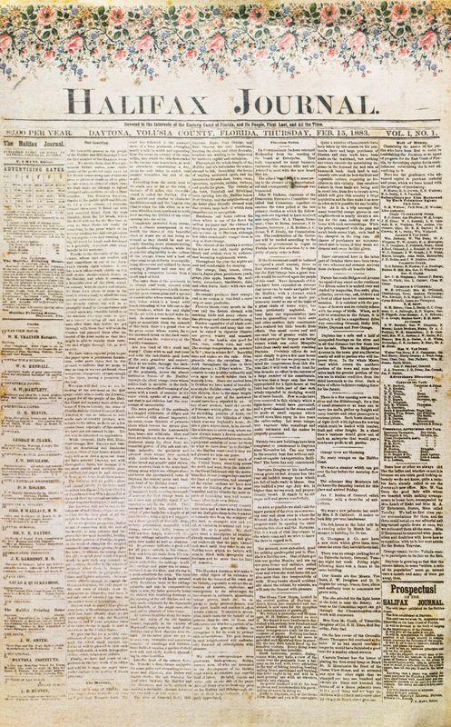 The Halifax Journal's first front page printed on cotton cloth.