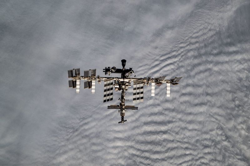 The International Space Station is seen from the Crew 8 SpaceX Dragon during undocking in October 2024.