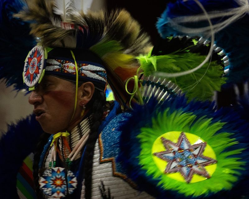 Larry Yazzie, founder and artistic director of Native Pride Productions, demonstrates a traditional Meskwaki dance at FSU Panama City Oct. 29, 2025.