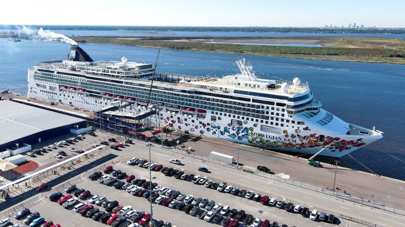 The Norwegian Cruise Line is launching seasonal service from Jacksonville with cruises on its Norwegian Gem ship, docked a the JaxPort cruise terminal in Jacksonville, Fla. Friday October 31, 2025. [Doug Engle/Florida Times-Union]