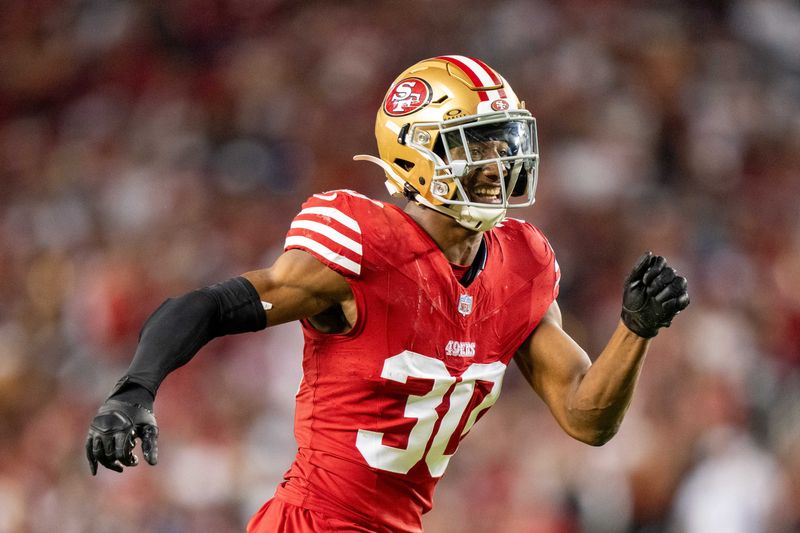 October 8, 2023; Santa Clara, California, USA; San Francisco 49ers safety George Odum (30) during the third quarter against the Dallas Cowboys at Levi's Stadium. Mandatory Credit: Kyle Terada-USA TODAY Sports