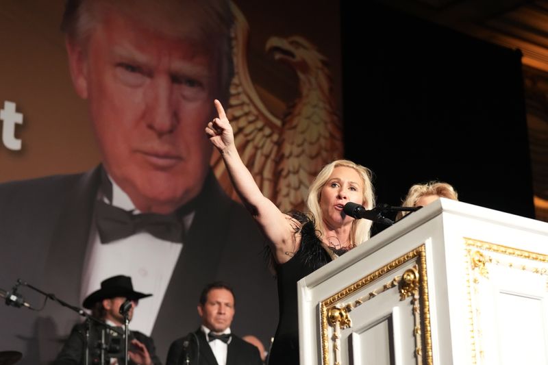 U.S. Rep. Marjorie Taylor Green, R-Georgia, was one of the keynote speakers at the Trumpettes Gala at Mar-a-Lago on Saturday, Feb. 10, 2024 in Palm Beach.