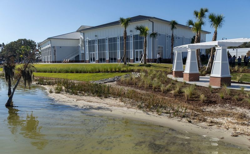 The new Auburndale Civic Center can be seen from the pier on Lake Ariana during the dedication Nov. 14 of the rebuilt Lake Ariana Park.