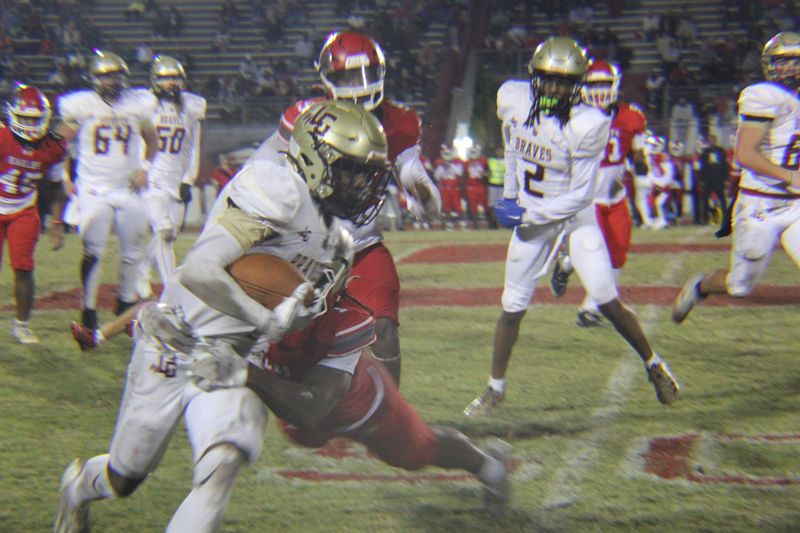 Lake Gibson competed against Orlando Edgewater in Orlando on Friday, Nov. 14, 2025. The Braves would go on to go down 33-0 in the Class 5A regional quarterfinals.