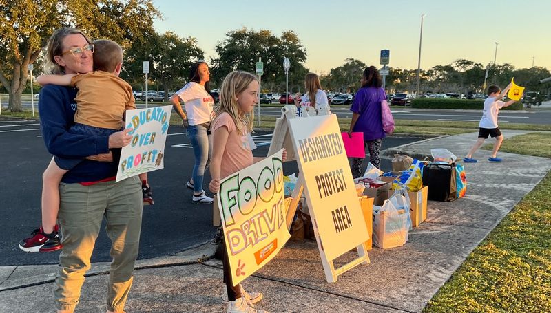 Cape View Elementary families and community members held a rally and food drive ahead of the Nov. 18 Brevard school board meeting.