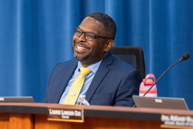 Leon County School Board member Marcus Nicolas participates in a meeting Tuesday, Nov. 18, 2025.