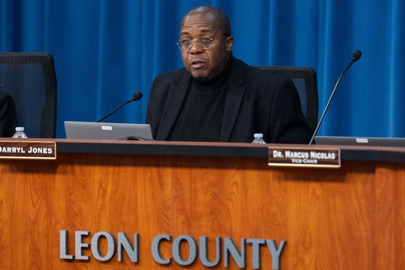 Leon County School Board member Darryl Jones participates in a meeting Tuesday, Nov. 18, 2025.
