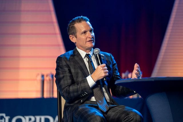 Tallahassee's Ricky Carmichael discusses his motocross career during the Florida Sports Hall of Fame Induction Ceremony.