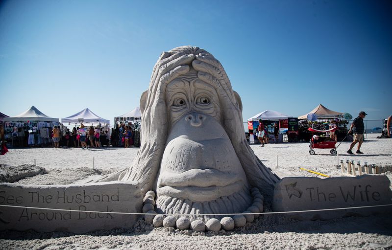 John Gowdy’s sand sculpture was the second place winner in the masters division of the 35th Annual American Sandsculpting Championships at the Diamond Head Beach Resort on Fort Myers Beach. Photographed on Monday, Nov. 24, 2025.