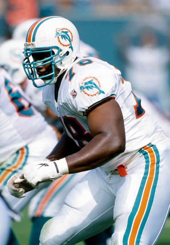 Nov 1, 1995; Miami, FL, USA; Miami Dolphins tackle Richmond Webb (78) in action against the Miami Dolphins at Dolphin Stadium. FILE PHOTO; Mandatory Credit: USA TODAY Sports