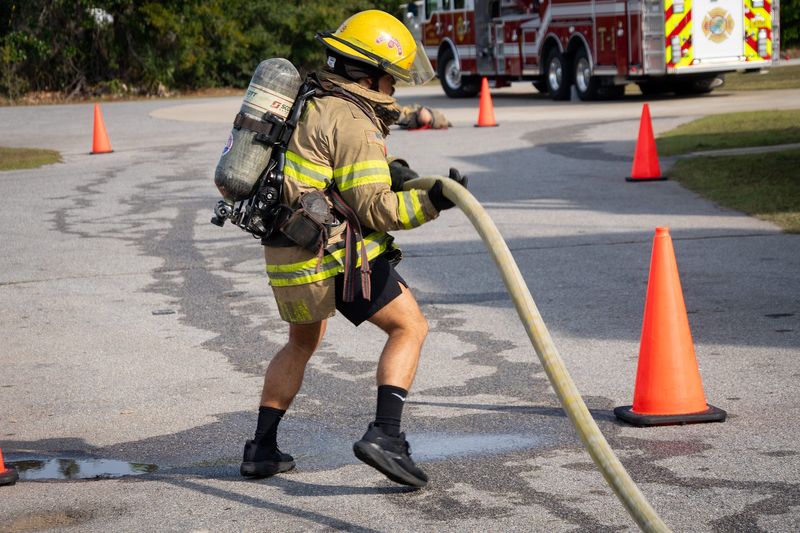 A Panama City firefighter during training in November 2026. Bay District Schools and Gulf Coast State College are ready to start the first firefighter training program in an area high school in the 2026-27 school year.