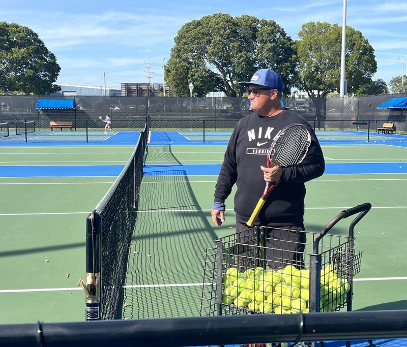 Skip Jackson has managed the South Olive Tennis Center in West Palm Beach for more than two decades. He is protesting the city choosing the United States Tennis Association Florida to take over its three tennis centers. Jackson is seen here at Howard Park Tennis Center on Nov. 28, 2025.