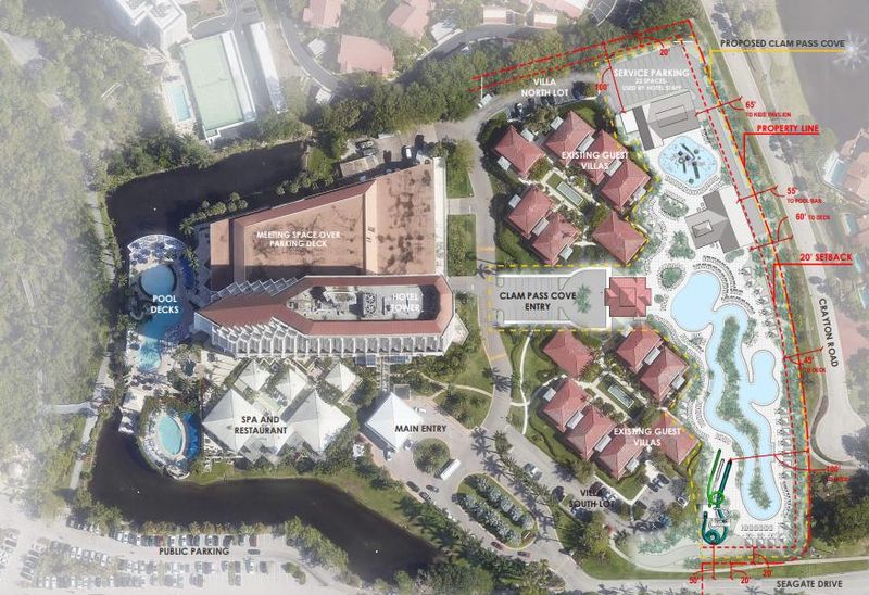 Revised site plan for new water park proposed at the Naples Grande Resort in North Naples.