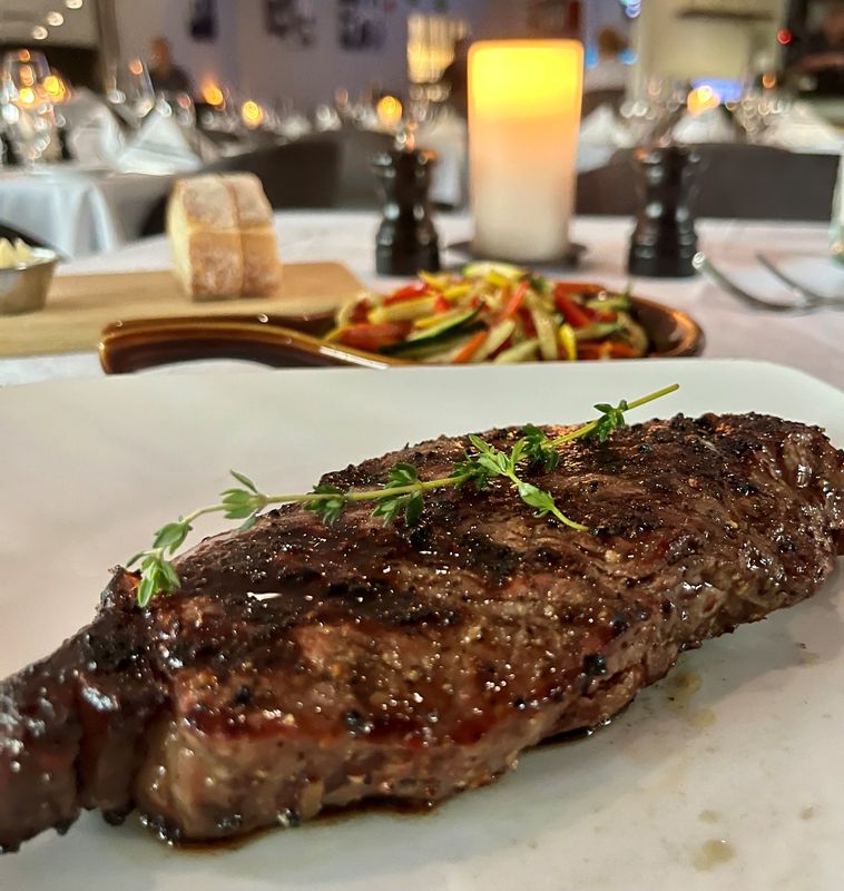 The 14-ounce prime New York strip is one of the best-sellers at Mastello Ristorante & Steakhouse in Fort Myers.