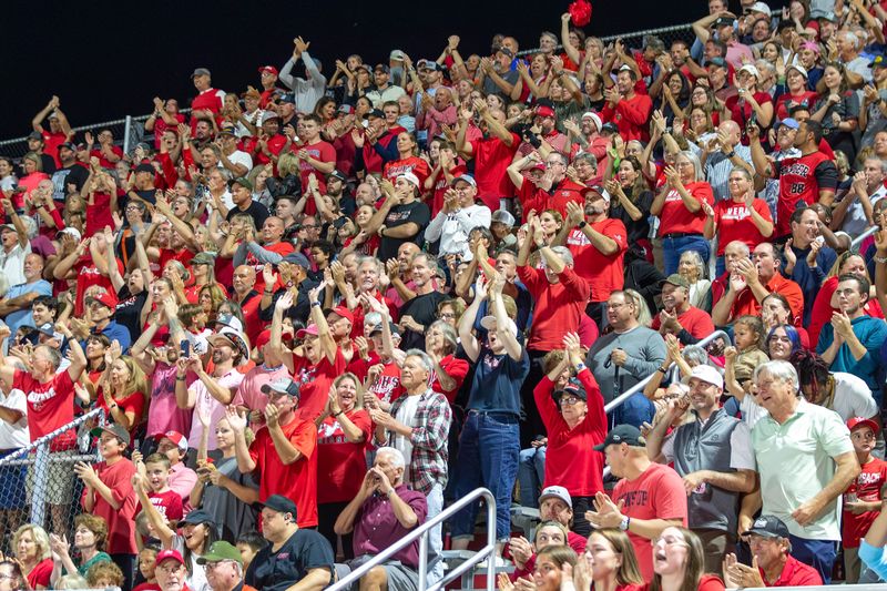 Vero Beach High School football fans cheer on their team in a high school football 7A State Semifinal against Palmetto on Dec. 5, 2025, in Vero Beach. Vero Beach won 45-44, advancing to the state finals for the first time since 1981.