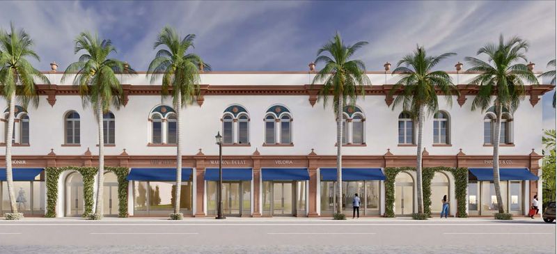 This rendering shows the planned design for the facade of the former Saks Fifth Avenue building at 150 Worth Ave., Palm Beach. The Town Council voted to approve a height variance for the structure, which is in the planning stages of a renovation that includes smaller tenants on the first floor.