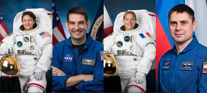 NASA's SpaceX Crew-12 members are (from left to right) NASA astronauts Jessica Meir and Jack Hathaway, European Space Agency astronaut Sophie Adenot, and Roscosmos cosmonaut Andrey Fedyaev.