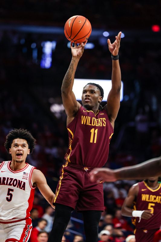 Bethune-Cookman guard Jordan Johnson (11) makes a jump shot during a game against Arizona on Dec. 22, 2025.