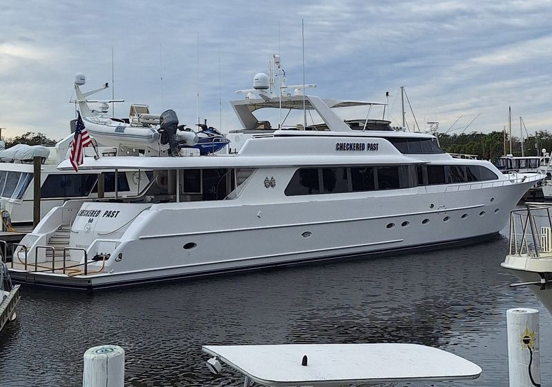 Greg Biffle's "Checkered Past" is still docked at the Daytona Marina and Boat Works.