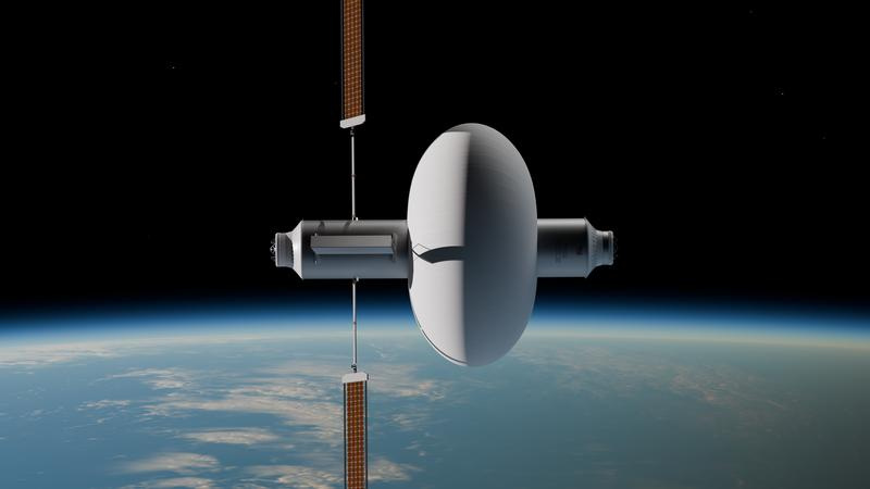 An illustration of Max Space's expandable Thunderbird Station, which is slated to launch as soon as 2029.