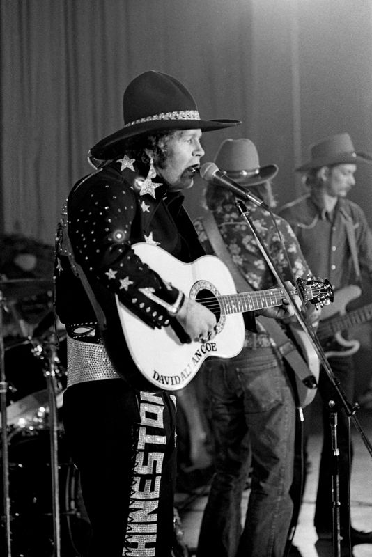 David Allan Coe, the “Mysterious Rhinestone Cowboy,” is performing for the inmates at the Tennessee State Prison on Jan. 11, 1976, during a filming of a feature length documentary on new directions in country music.