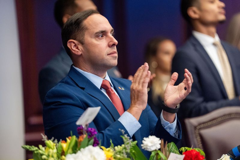 Sen. Bryan Avila applauds as people are recognized during opening day of session Tuesday, Jan. 13, 2026.