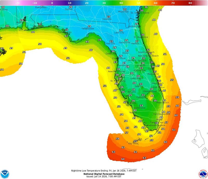 A strong cold front is expected to bring freezing temperatures across much of Florida Jan. 15-16, 2026.