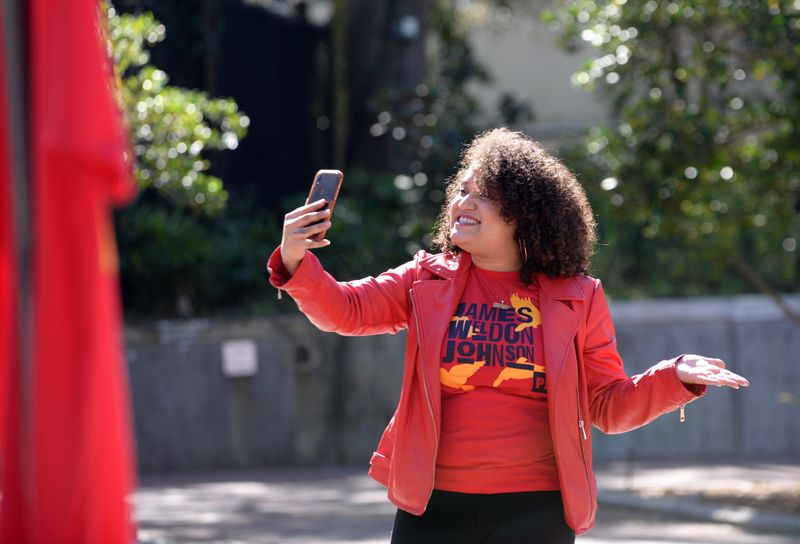 Yanira "YaYa" Cardona, shown in a file photo doing a Facebook Live event in 2021 celebrating the live of James Weldon Johnson, was hired by Mayor Donna Deegan in April 2024 to be the city's first Hispanic outreach coordinator.