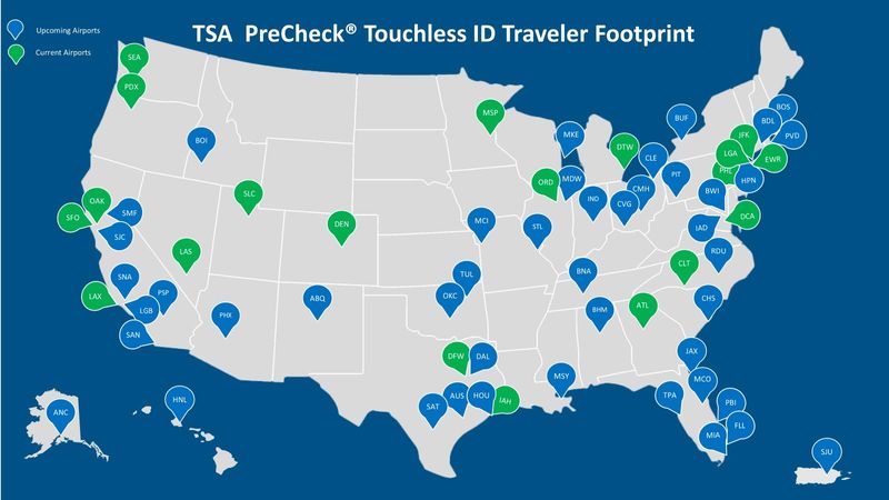 TSA PreCheck Touchless ID expansion map.png